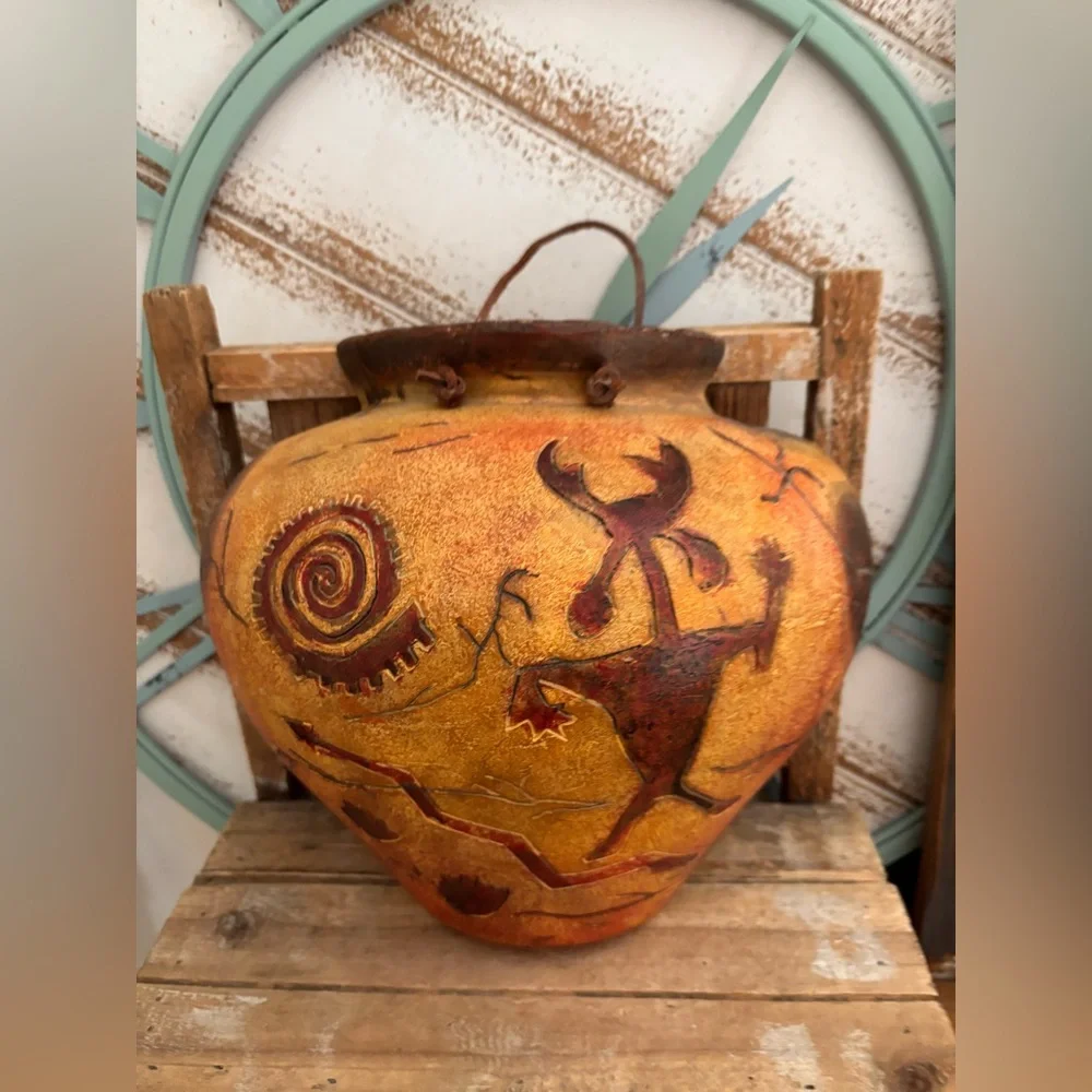 Kokopelli Aztec Style Wall Pocket Sconce Vase NEW